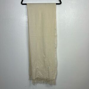 Frangi Tie Rack Wool Cream Color Christmas Tree Embroidered Beaded Scarf